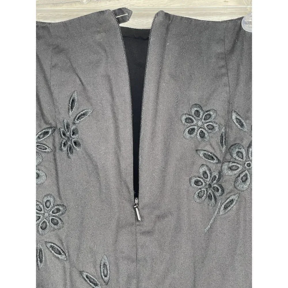 Talbots Black Floral Eyelet Skirt Size 8